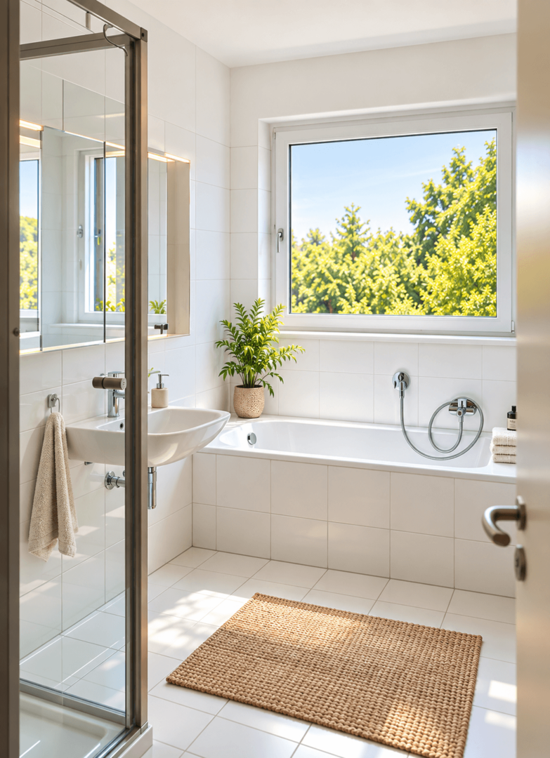 Badezimmer mit Tageslicht und Badewanne